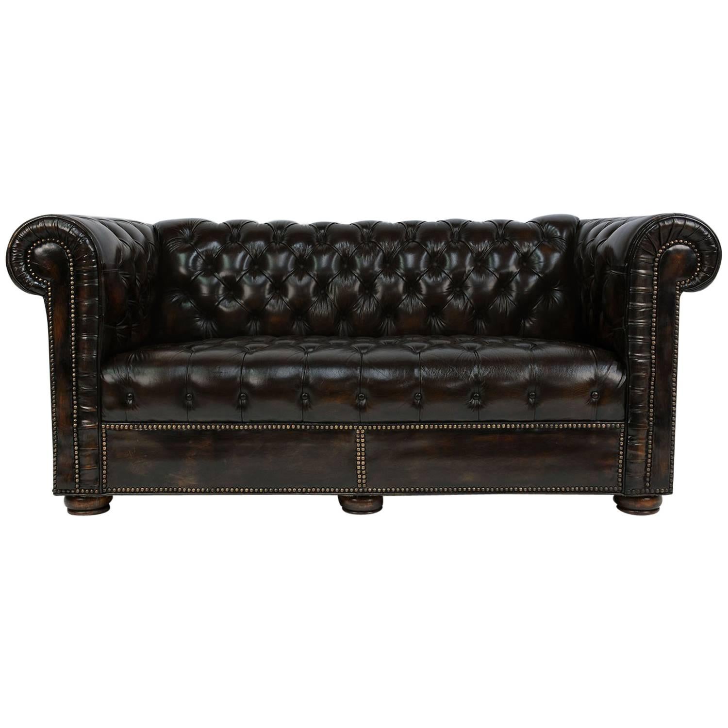 Leather Chesterfield Tufted Sofa or Loveseat