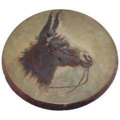 19th Century Original Oil Painting of a Donkey on Board 1