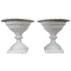Pair of Monumental Painted Iron Urns 12