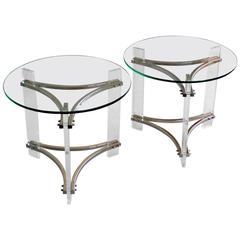Pair of Lucite and Chrome Side Tables by Charles Hollis Jones