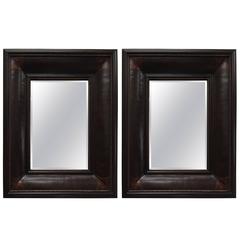 Leather Wrapped Mirrors, Pair 10