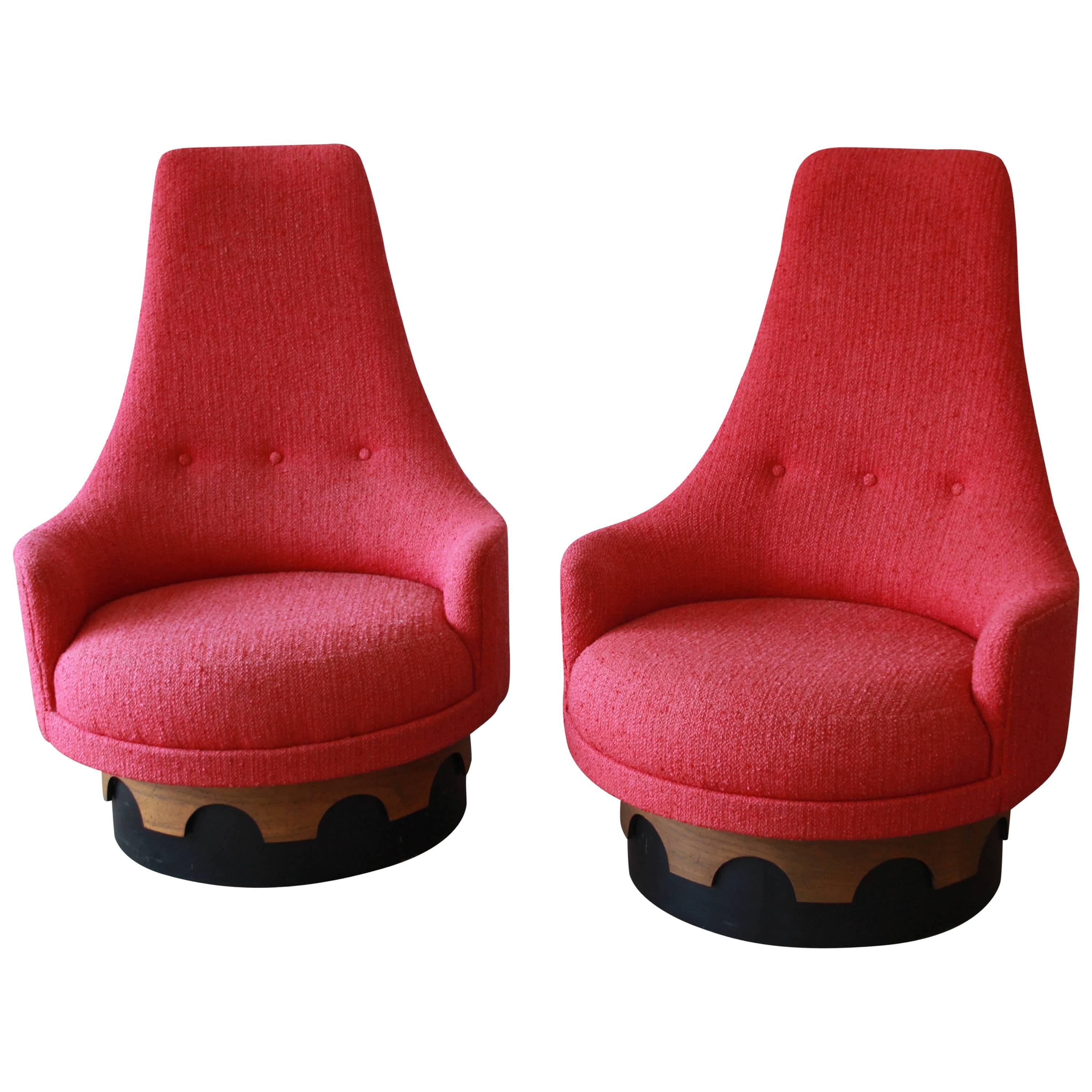 Adrian Pearsall High Back Swivel Chairs, 1960s