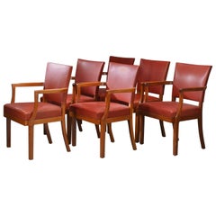 1935 Kaare Klint Barcelona Armchairs in Mahogany and Red Leather - Rud Rasmussen