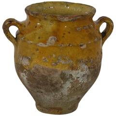 Antique French 19th Century Ceramic Small Glazed Confit Jar