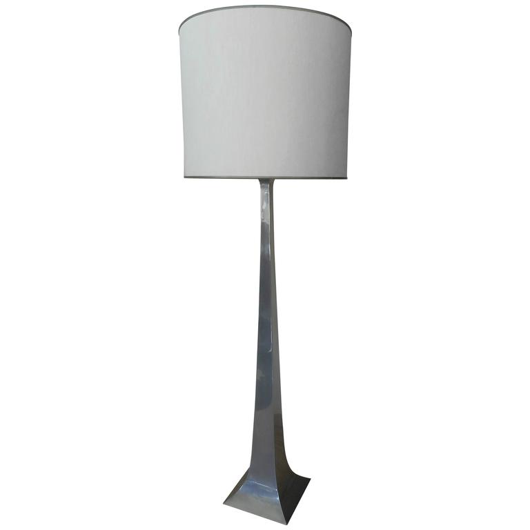 Two Chromed Floor Lamp By A Montagna Grillo And Tonello For 1970s Pyramid Silver Plated Floor Lamp By Tonello