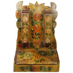 19th Century Dutch Primitive Folk Art Painted Wall Hanging Candle Box Cupboard 12
