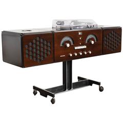 Retro Brown Brionvega RR 126 Record Player Sideboard Radio, 1965 David Bowie