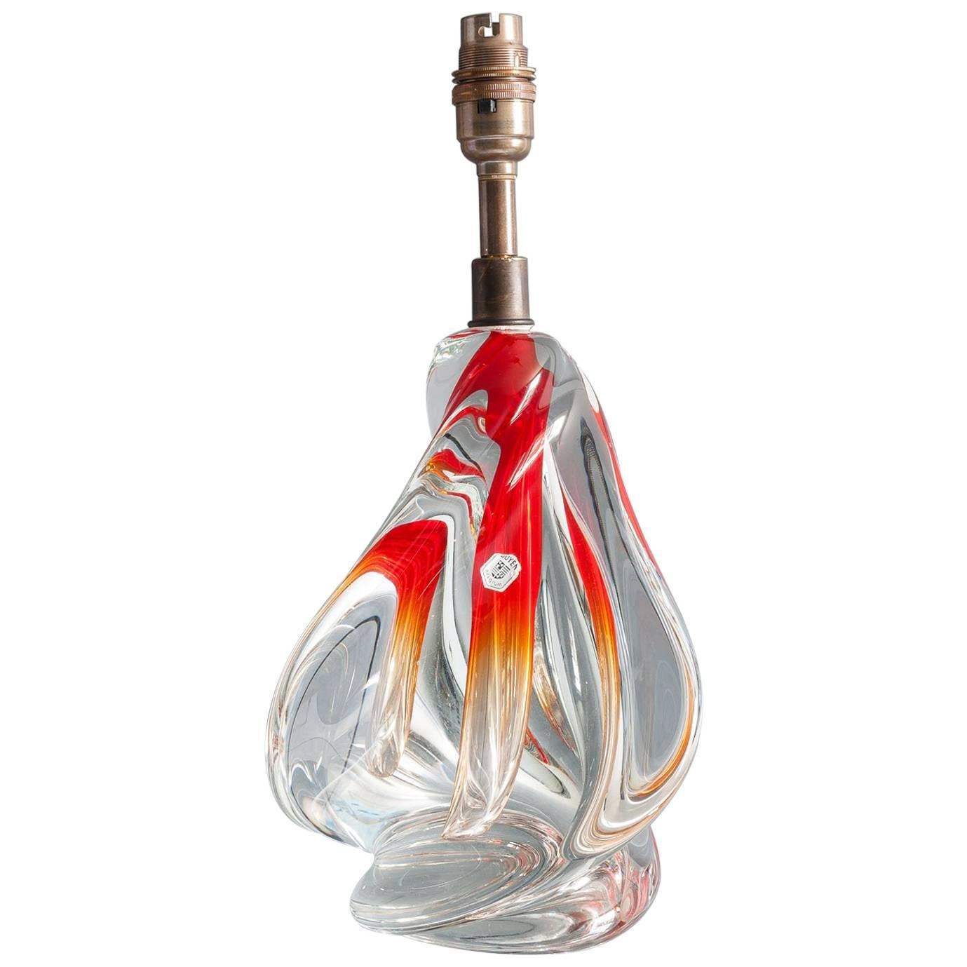 1960s Belgium Doyen Crystal Handblown Lamp Base