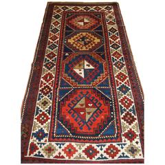 Antique Caucasian Kazak Long Rug or Short Runner from the Western Caucasus