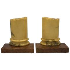 1930s Italian Alabaster Column Bookends, Pair 9