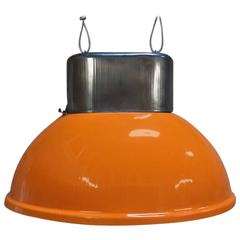 Set of Industrial Vintage European Original Steel Pendant Lamps 9