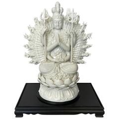 1960s Blanc de Chine Quan Yin Statue in Lucite Box with Decorative Stand 7