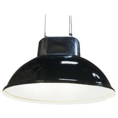 Set of Industrial Vintage European Original Steel Pendant Black Lamps 11
