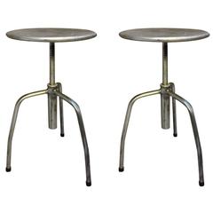 Set of Original and Vintage Industrial European Steel Stools 2
