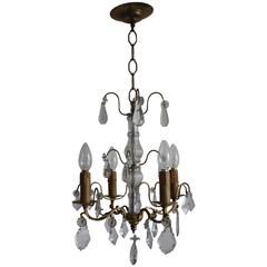 French Chandelier Louis XVI Style Brass and Cut Crystal, circa 1930s 10