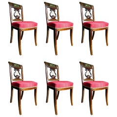 An Exceptional Set of Six Inlaid Directoire Period Mahogany Dining Chairs