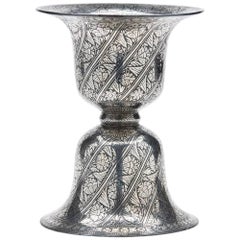 Antique Indian Silver Inlaid Bidriware Spittoon 19th Century