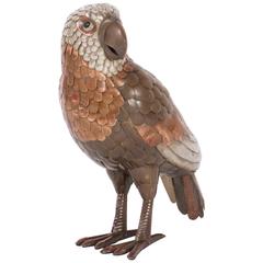 Brass and Copper Parrot Sculpture in the Style of Bustamante 3