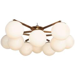 Custom Antique Brass Ten Globe Chandelier in the Manner of Arredoluce 6