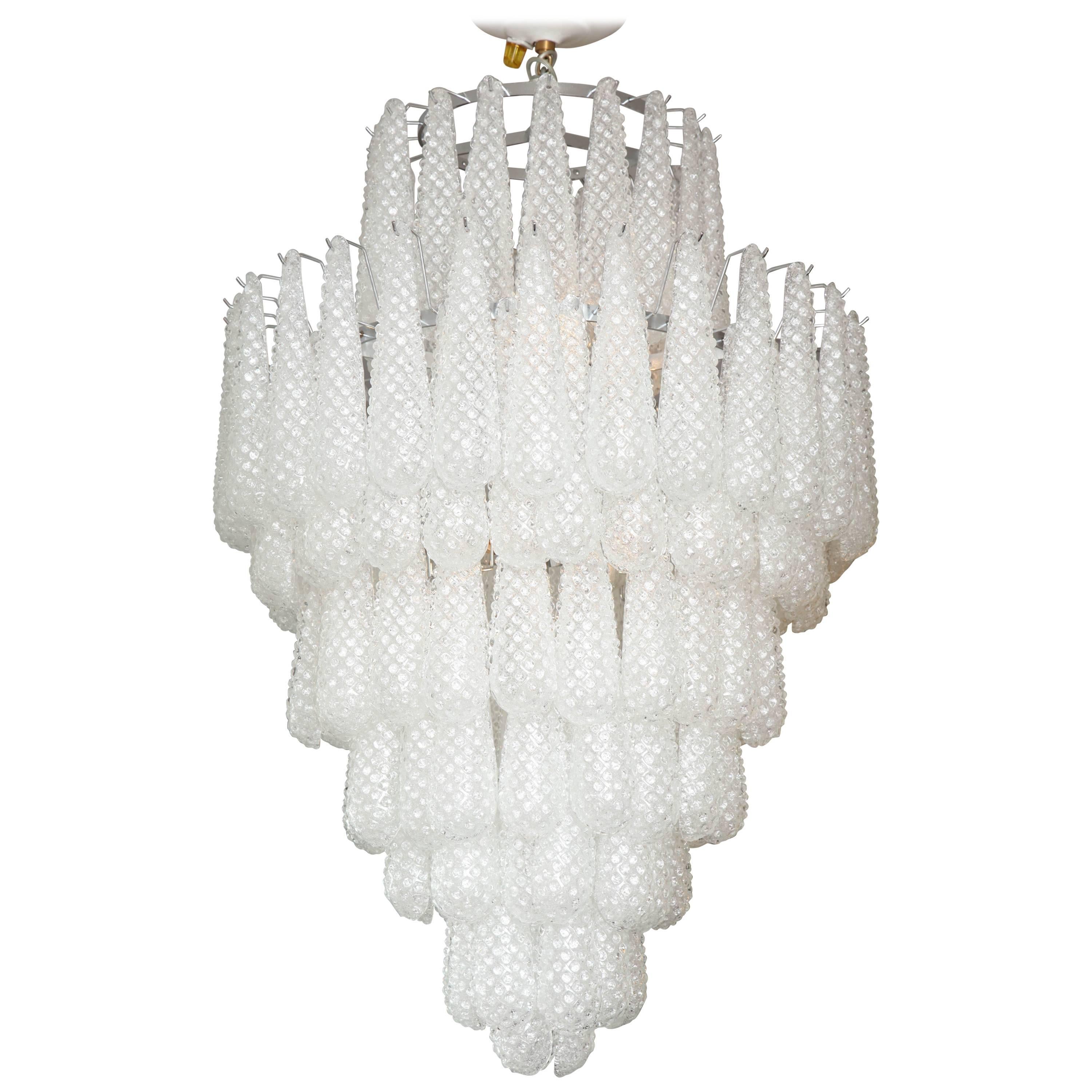 Custom Large Murano Honeycomb Glass Chandelier For Sale