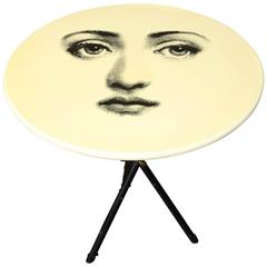 Vintage Fornasetti Side Table with Iconic Face and Original Label