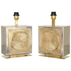 Pair of Italian Brass and Nickel Table Lamps 12