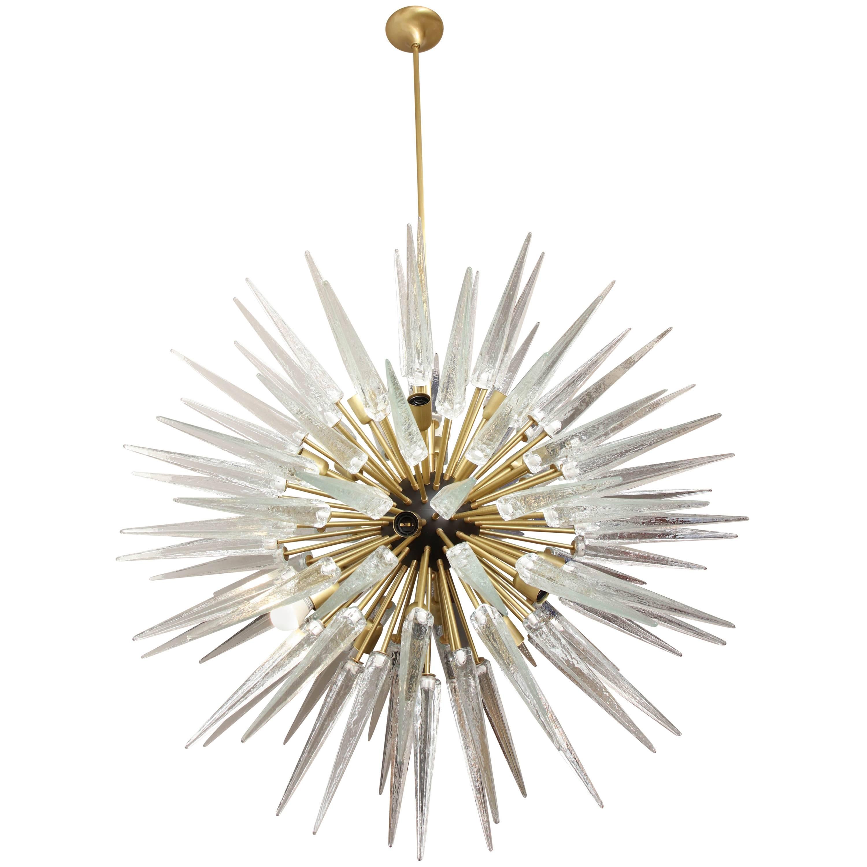 Custom Stunning Murano Glass Spike Sputnik Chandelier For Sale