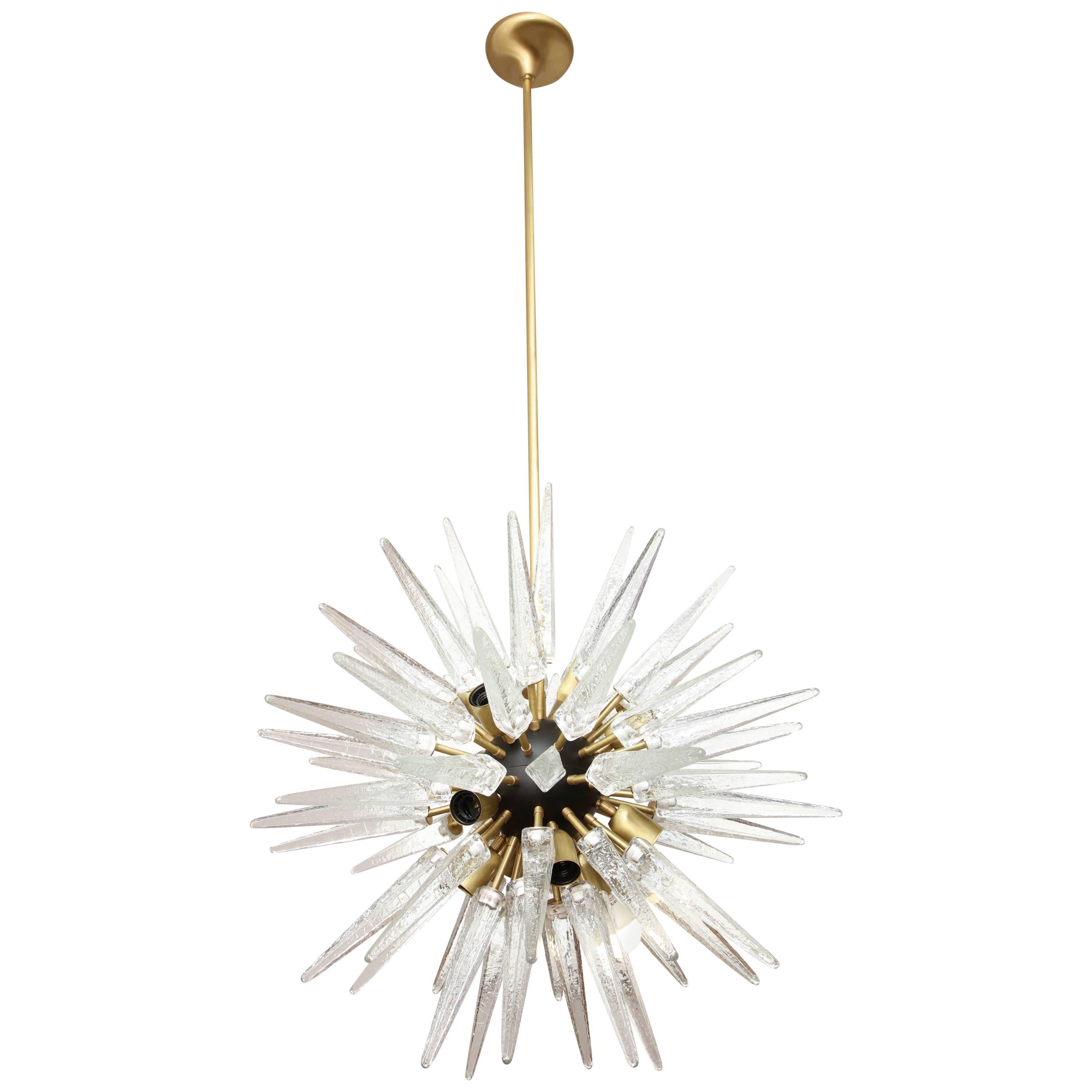 Stunning Murano Glass Spike Sputnik Chandelier For Sale