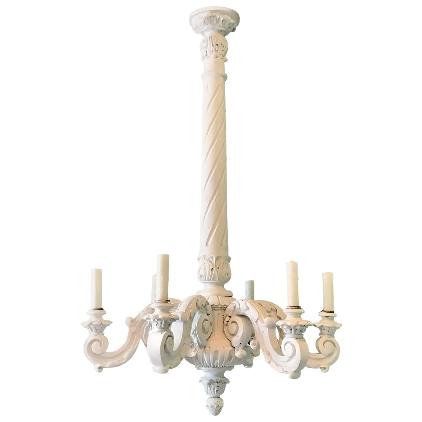 Italian Painted Wooden Chandelier For Sale