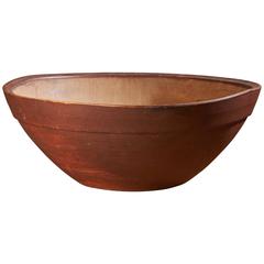 Large Red-Painted Treenware Bowl