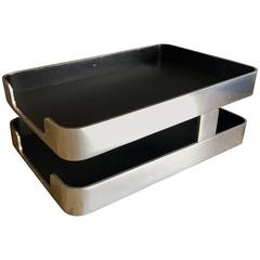 Radius One Double Letter Tray by William Sklaroff in Chrome with Swivel Top