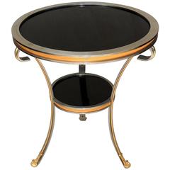 Modern Transition Brushed Silver Steel Bronze Gueridon Table Stone Jansen Baguès 12
