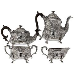 Antique Georgian Solid Silver Exceptional Tea and Coffee Set, circa 1818-1820 12