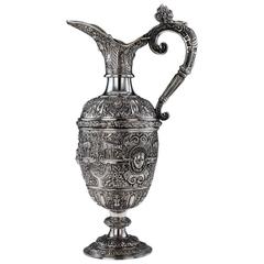 Antike viktorianische massive Silber Cellini Ewer Krug:: S Smith:: um 1874