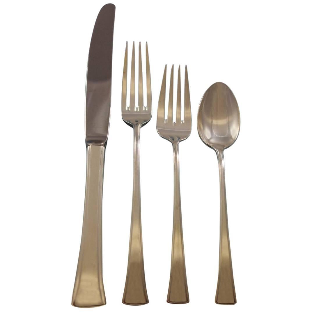 Mid-Century Modern Tranquility by International Sterling Silver Flatware Set Eight Service 60 Pcs For Sale