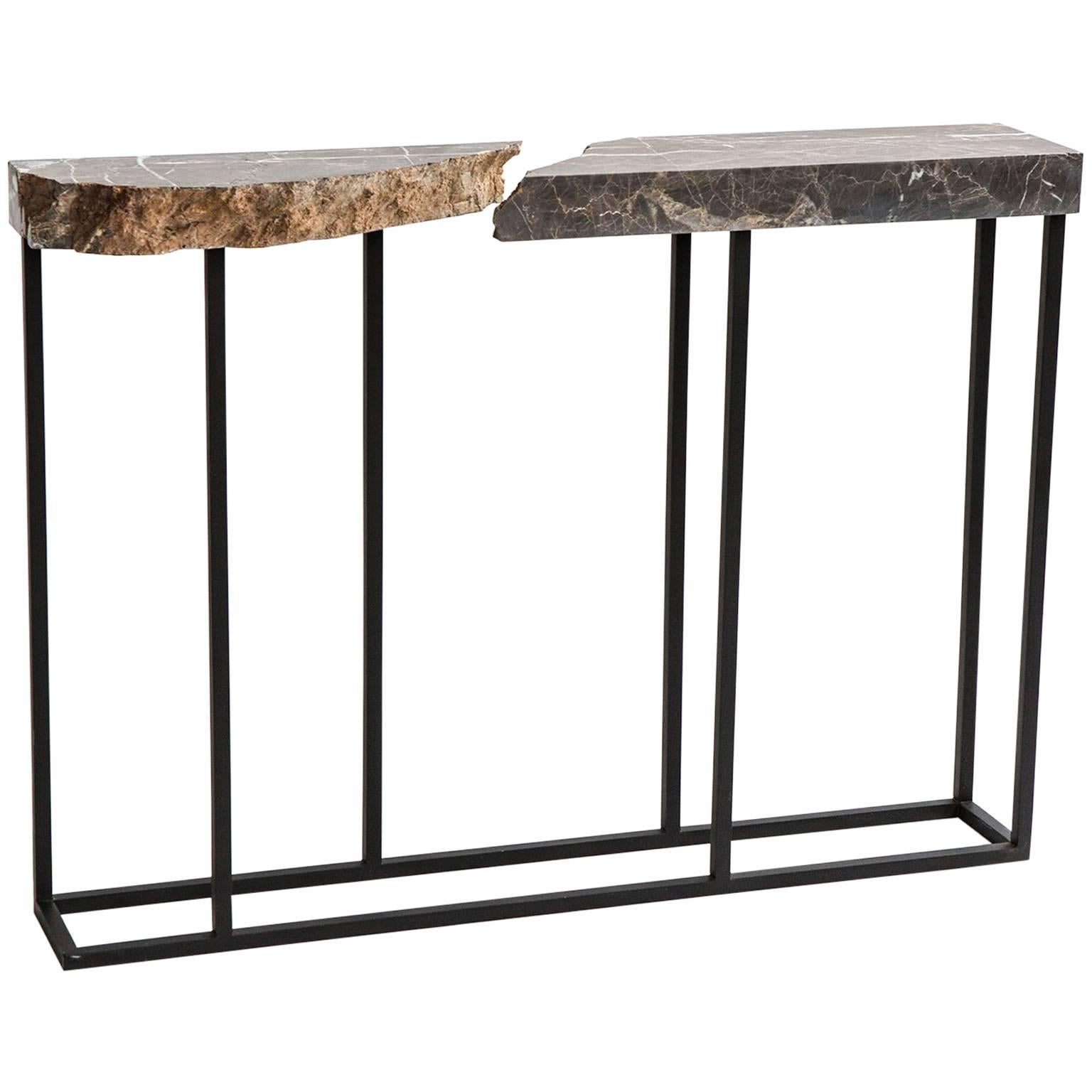FOUND Console Table No.1 in Grey Marble and Black Steel
