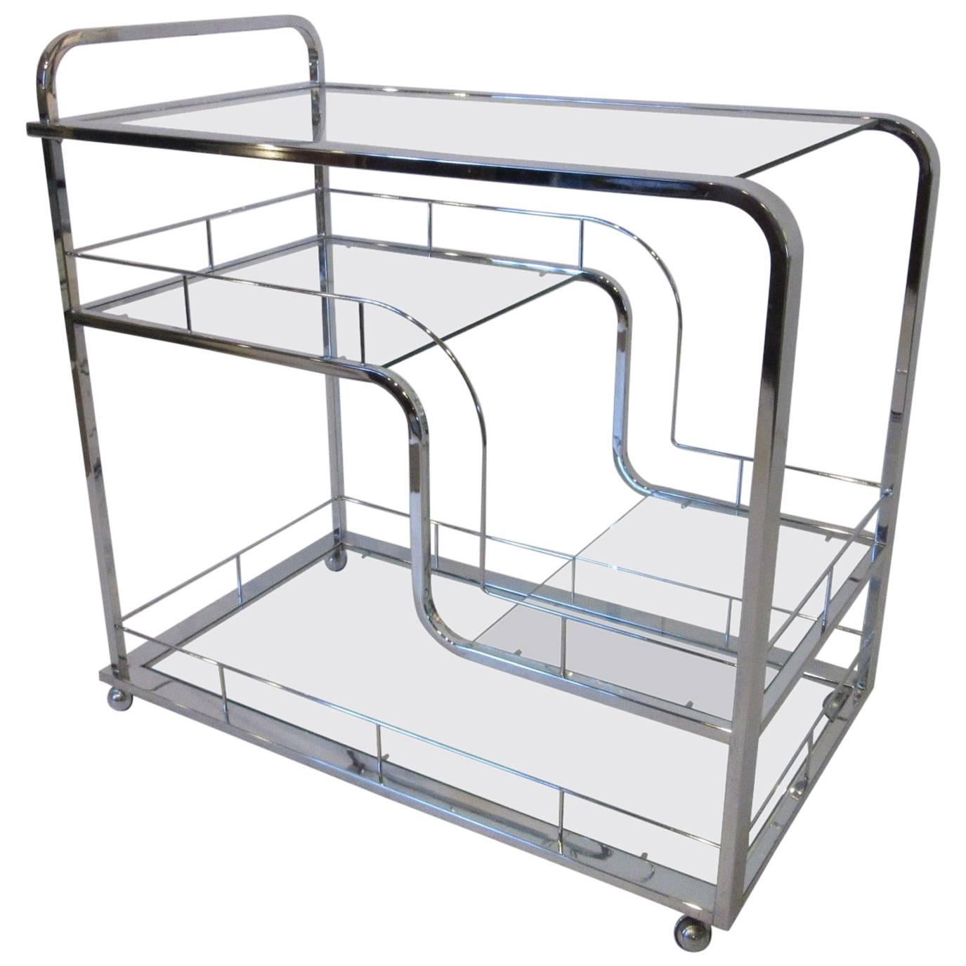 Milo Baughman DIA Styled Bar or Tea Cart