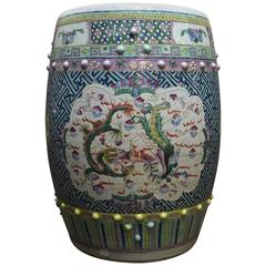 Chinese Qing Dynasty Famille Rose Dragon and Phoenix Porcelain Garden Stool 7