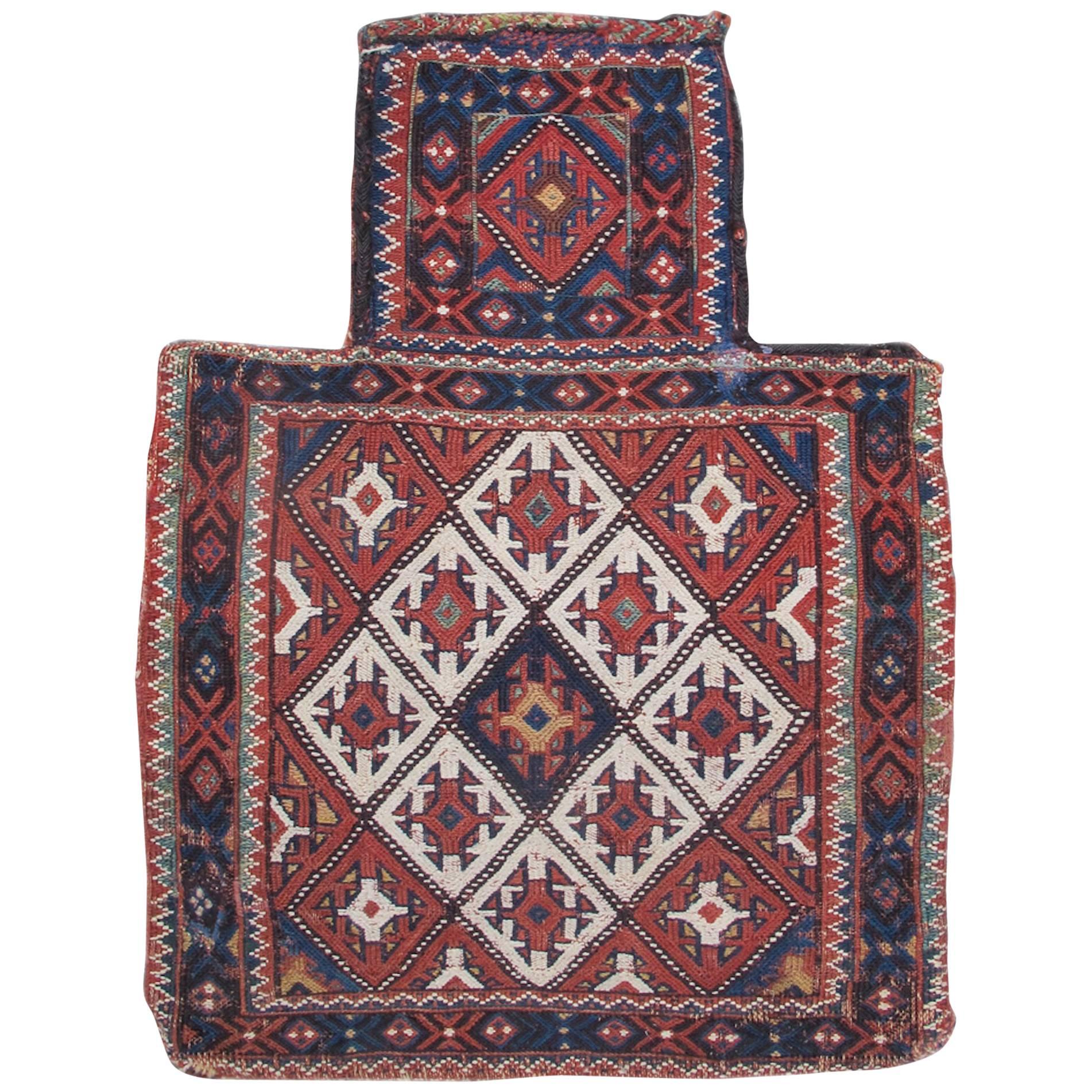 Red Afshar Sumak Salt Bag, Late 19th Century  For Sale