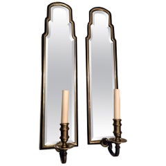 Vintage Pair of Large Mirror Back Sconces