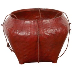 Vintage Burmese Lacquer Market Basket