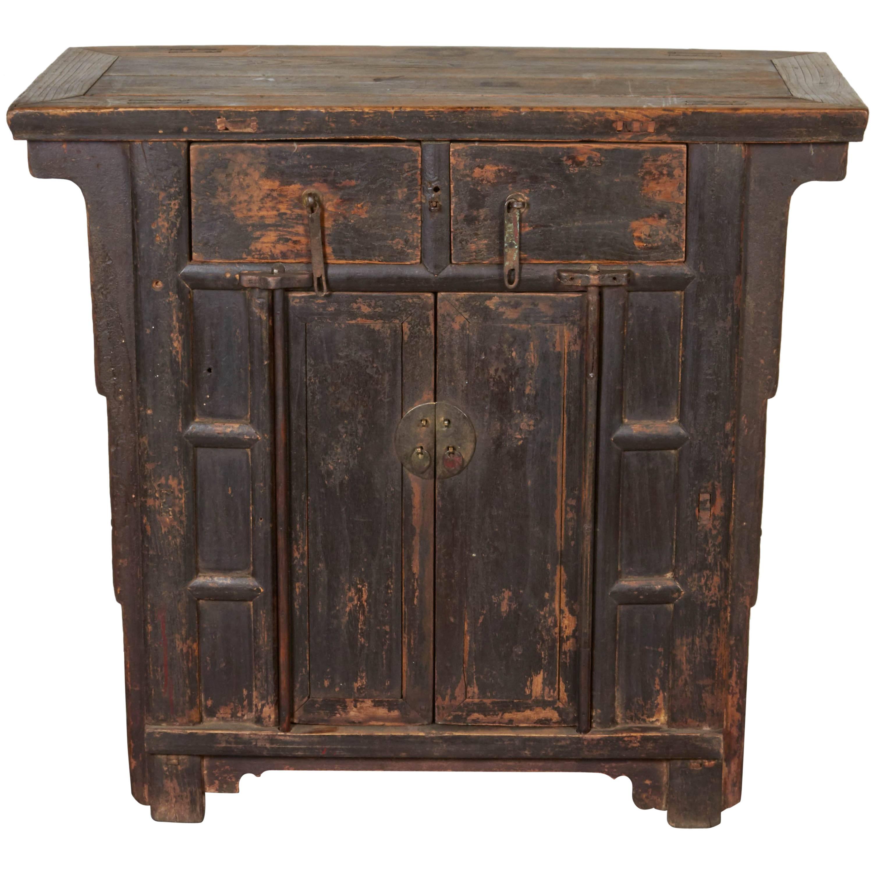 19th Century Two-Drawer Chinese Cabinet, Great Patina