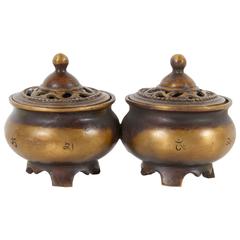 Pair of Vintage Tibetan Incense Burners