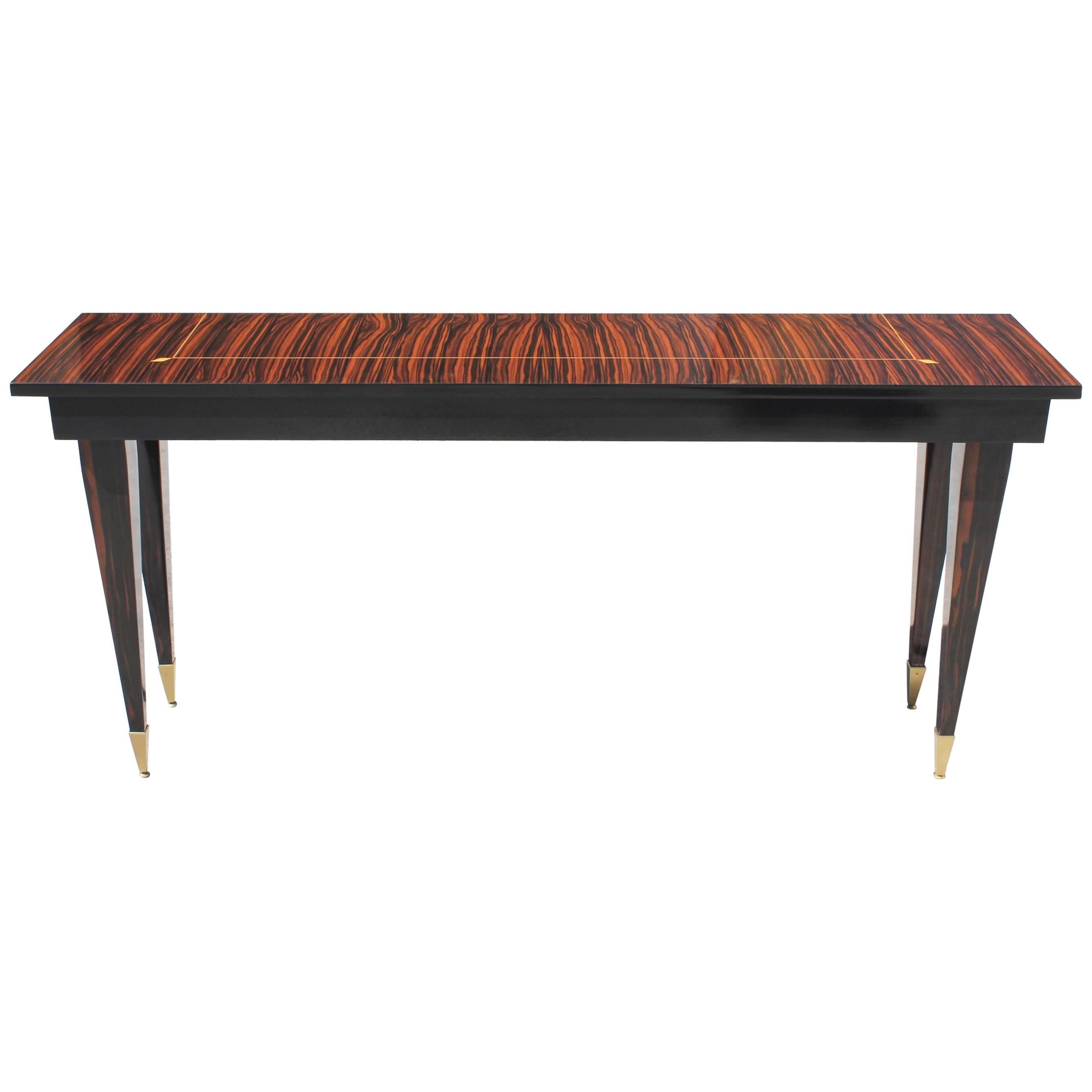 Beautiful French Art Deco Exotic Macassar Console Table, circa 1940s