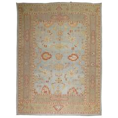 Blue Antique Turkish Oushak Rug 8