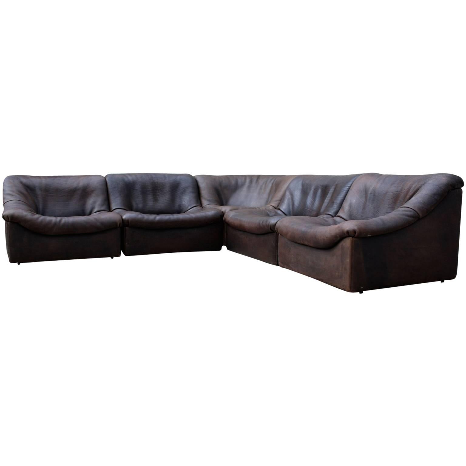 Dark Brown Neck Leather Modular "DS46" Sofa by De Sede, Switzerland, 1970s