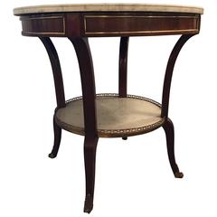 French Marble Top Gueridon by Maison Jansen Stamped Jansen