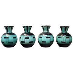 Vintage Ilse Claesson "Series V", 4 Art Deco Faience Vases, Rörstrand / Rorstrand, 1930s