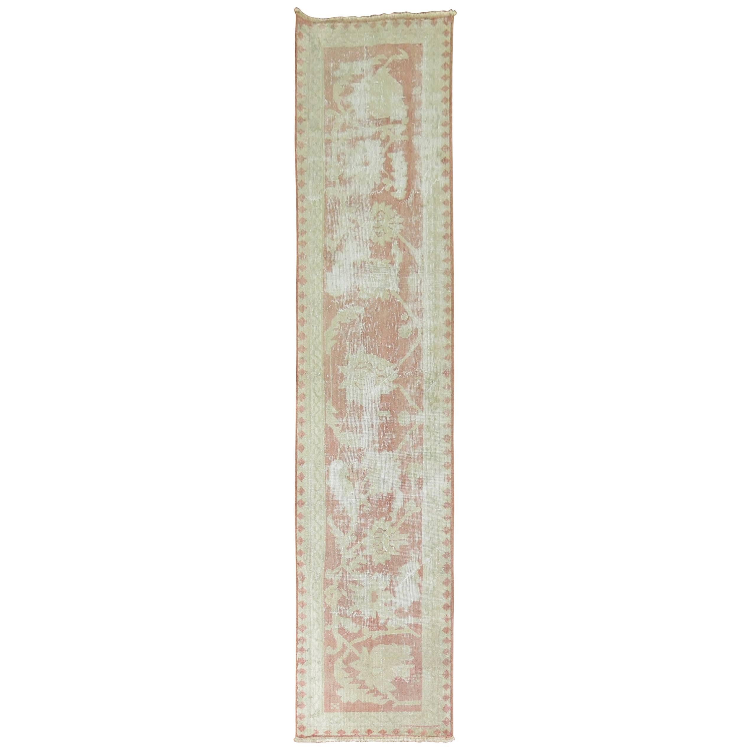 Soft Pink  Antique Oushak Runner