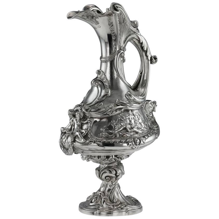 Antique 19th Century Victorian Exceptional Solid Silver Ewer, Barnards